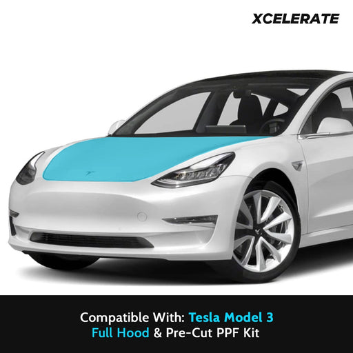 Compatible with Tesla Model 3 (2017-24) Full Hood PPF Kit TPU Pre-Cut Paint Protection Film Clear Bra - Tools Included