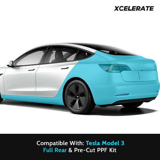 Compatible with Tesla Model 3 (2017-24) Full Rear End PPF Kit TPU Pre-Cut Paint Protection Film Clear Bra - FREE Piece Included