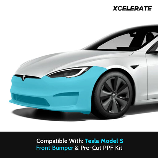 Compatible with Tesla Model S (2021-24) Front Bumper PPF Kit TPU Pre-Cut Paint Protection Film Clear Bra - Tools Included