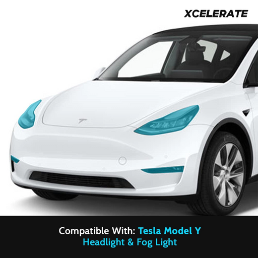 Compatible with Tesla Model Y (2020-24) Headlight & Fog Light PPF Kit TPU Pre-Cut Paint Protection Film Clear Bra - Tools Included