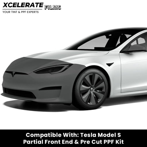 Compatible with Tesla Model S (2021-24) Partial Front End PPF Kit TPU Pre-Cut Paint Protection Film Clear Bra